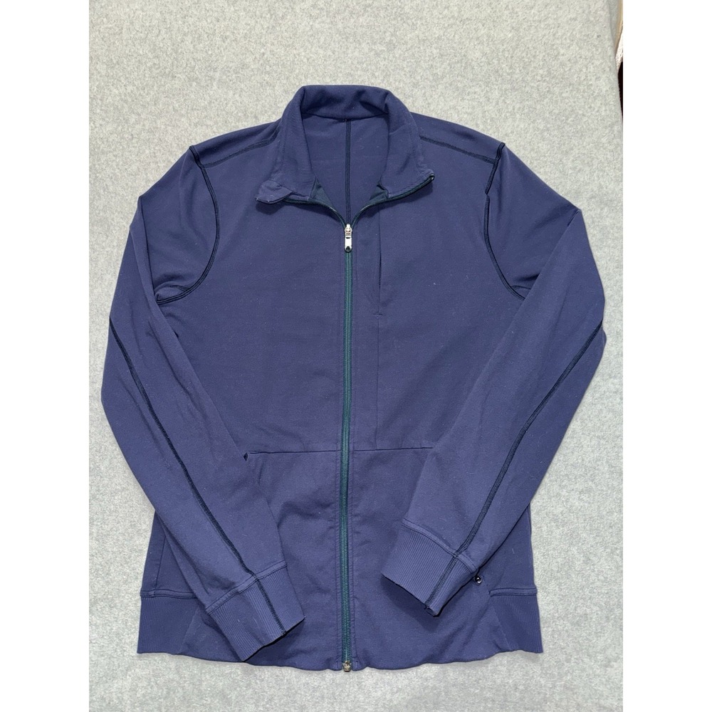 Lululemon Men's PrePost Jacket Deep Navy Blue Full Zip Reflective Luon Sz L